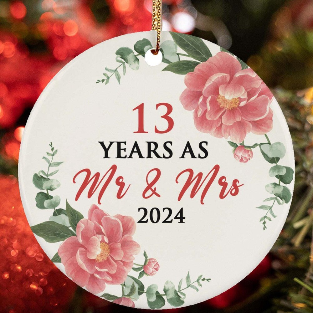13 Years As Mr   Mrs Ornament 13th Weeding Anniversary Christmas Gift Tree Decor