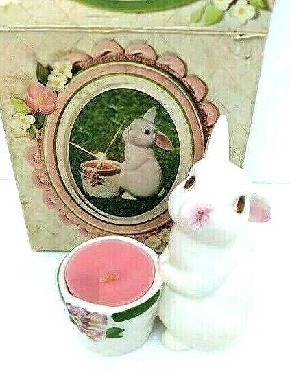 Avon Bunny Bright Easter Ceramic Fragrance 1980 Candle Holder Spiced Apple