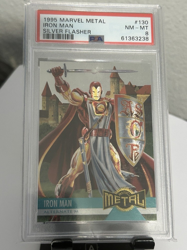 1995 Marvel Metal Iron Man Silver Flasher #130 PSA 8 Alternate M