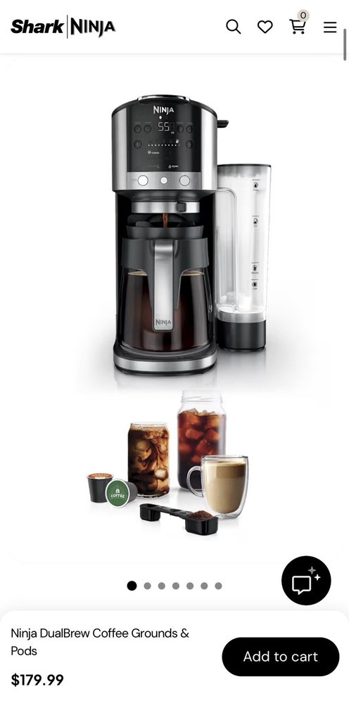 Ninja DualBrew Coffee Maker Grounds & Pods Hot & Iced w/ Rapid Cold Brew