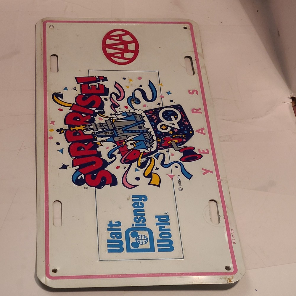 Walt Disney World 20th Anniversary AAA Surprise Celebration License Plate Used
