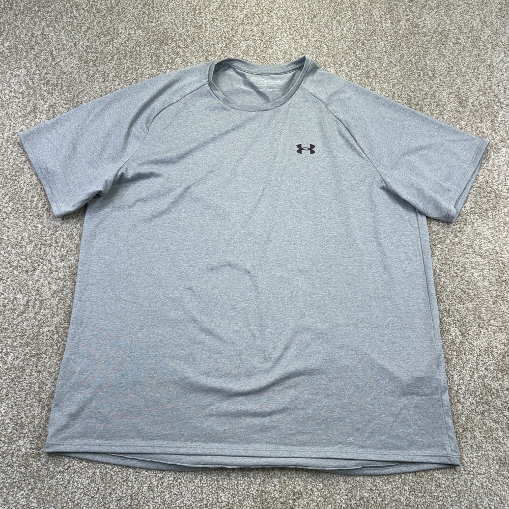 Under Armour The Tech Tee Shirt Mens 2XL XXL Gray Short Sleeve Raglan 1326413