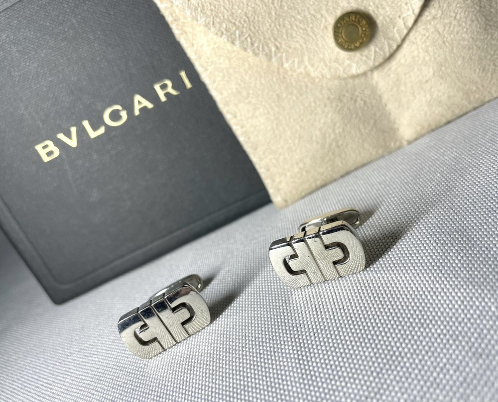 Auth [super Rare] BVLGARI Parentesi Cufflinks Sterling Silver SV925 & Box