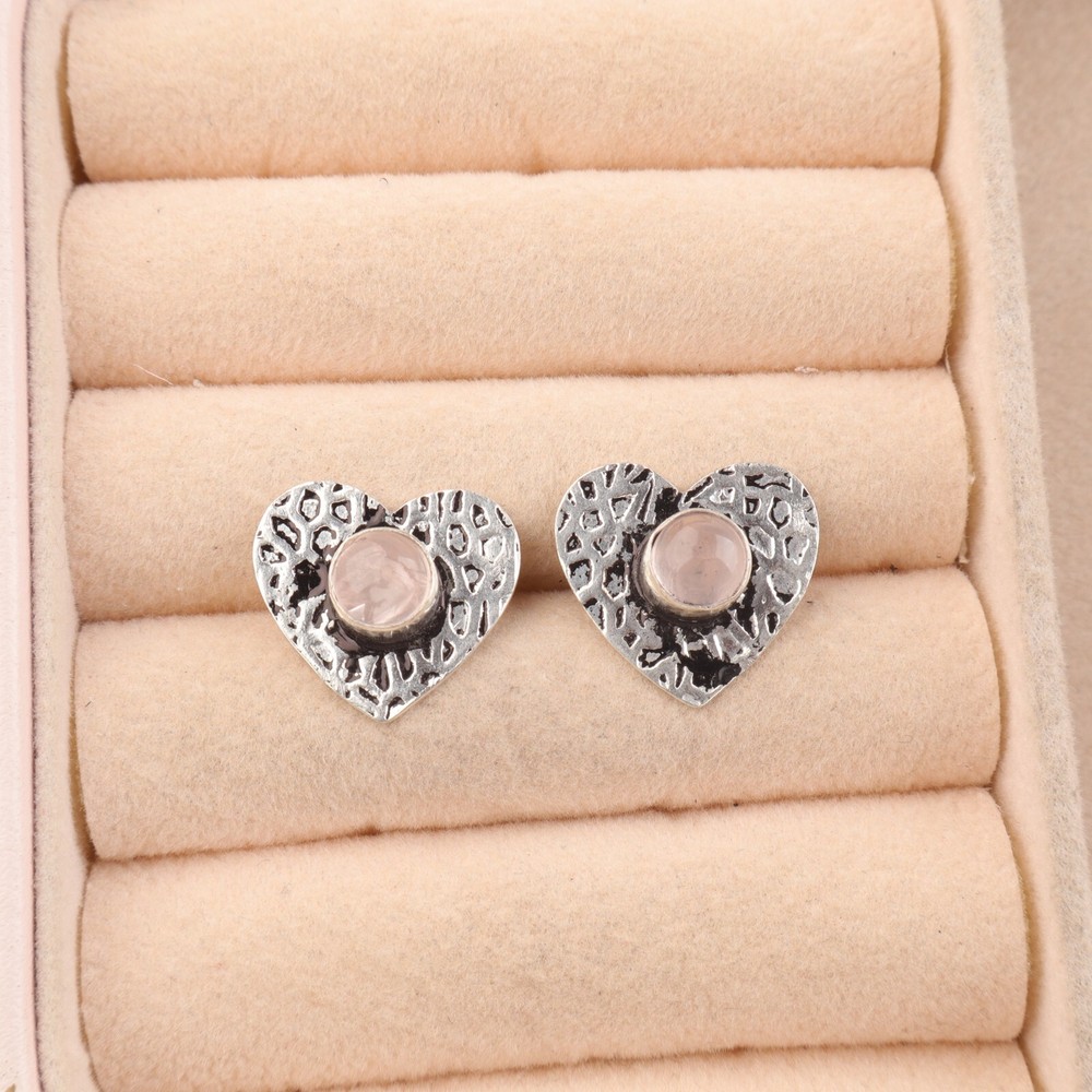 925 Sterling Silver Rose Quartz Bezel Dangle Earrings - Perfect Gift for Women