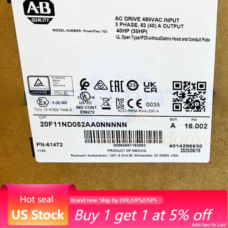 New  20F11ND052AA0NNNNN PowerFlex753 AC Drive US Free Tax