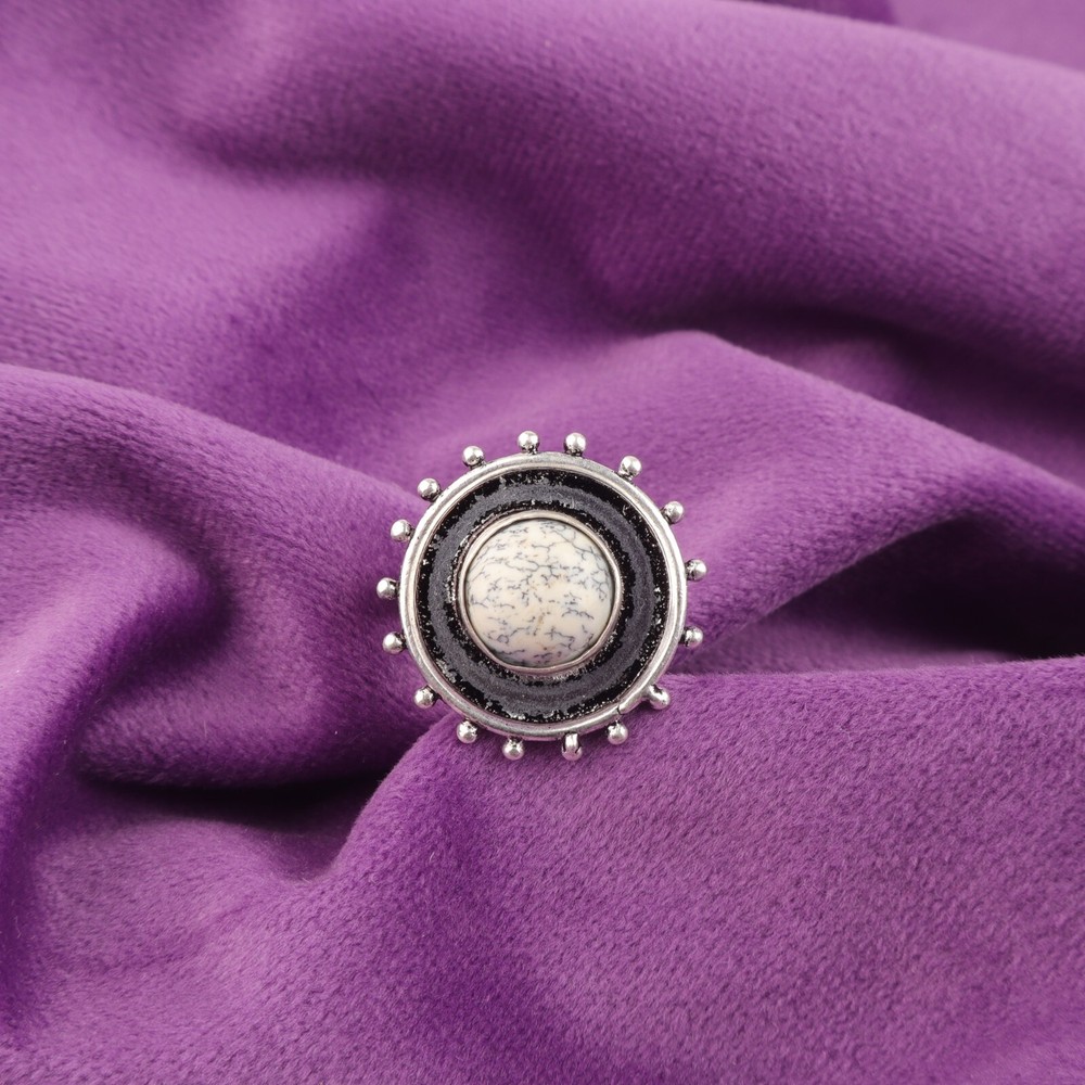 925 Sterling Silver Natural Dendrite Opal Band Bezel Ring Jewelry US All Size