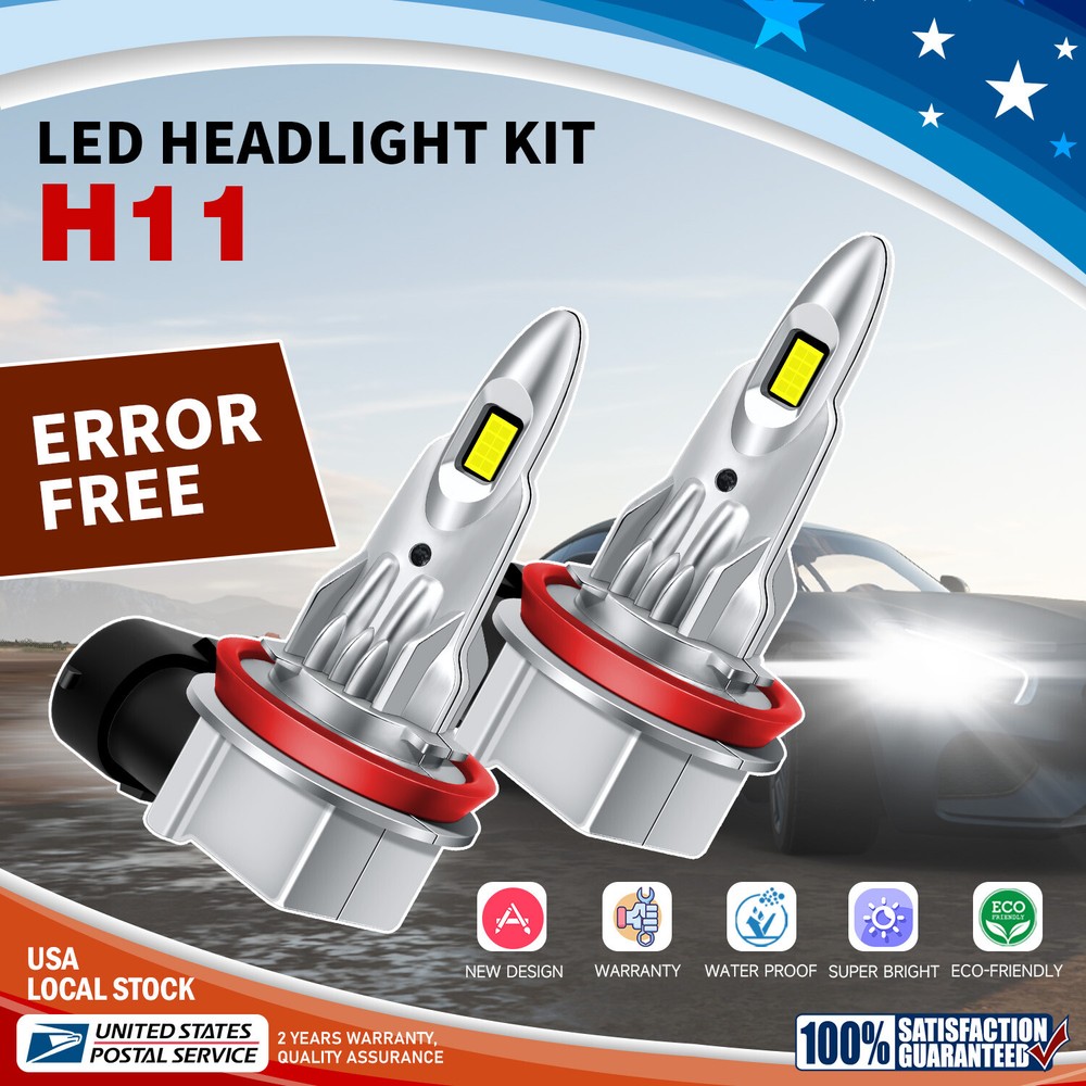 H11 CANBus LED Headlight Bulbs High Low Beam 30000LM Conversion Kit US Stock
