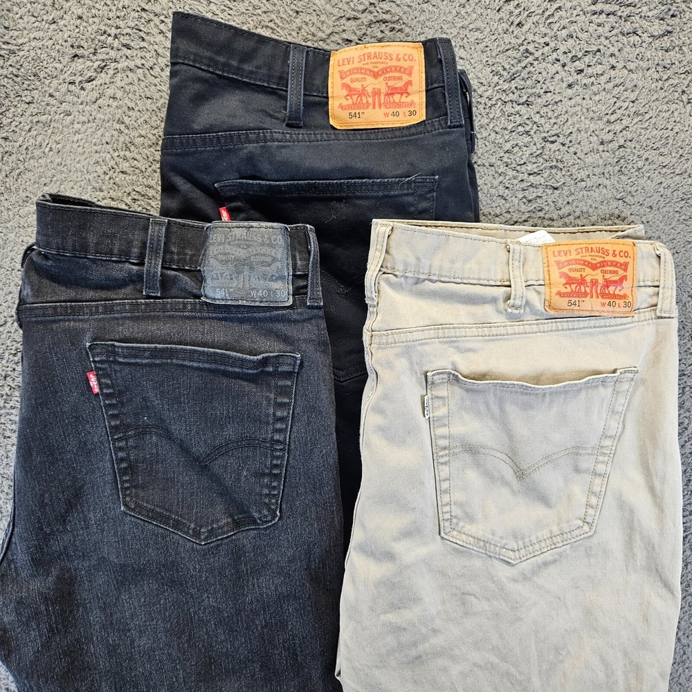 Lot of 3 Levi's 541 Athletic Taper Fit Jeans Beige Black Men's Size 40x30
