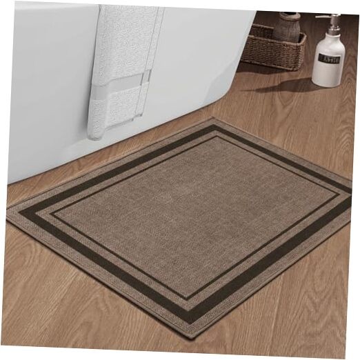 Ultra Thin Non-Slip Bathroom Rug Mat 36x24 Inches in Dark Beige