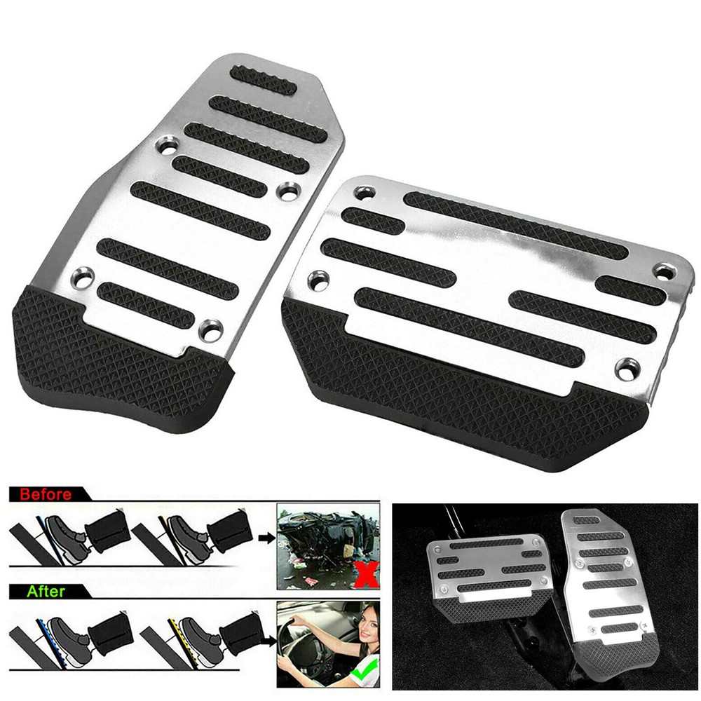 Silver Non-Slip Automatic Gas Brake Foot Pedal Pad Cover Car Accessories Parts