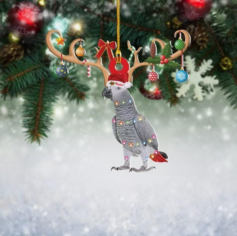 African grey parrot Christmas Light Ornament  parrot Christmas Tree Decor