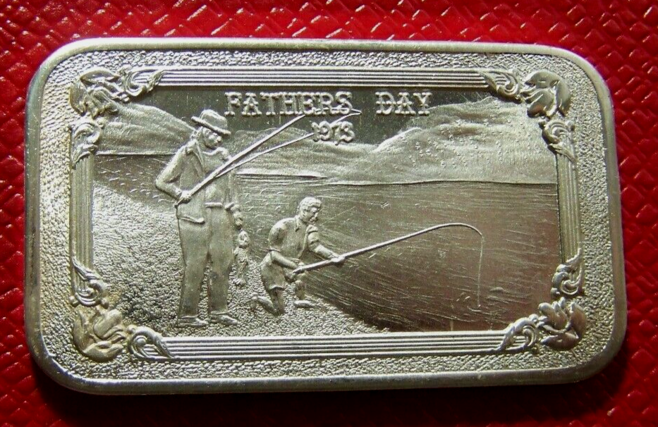 1973 Fathers Day Art Bar-Mother-Lode Mint 1 Troy Oz .999 Fine Silver-image