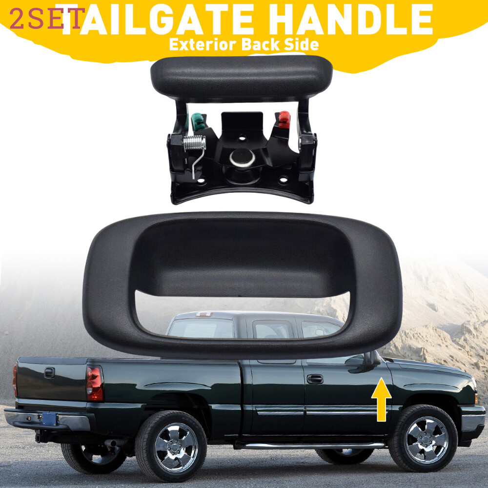 2set Tailgate Latch Handle & Bezel for Chevrolet Silverado 1500 GMC Sierra 1500