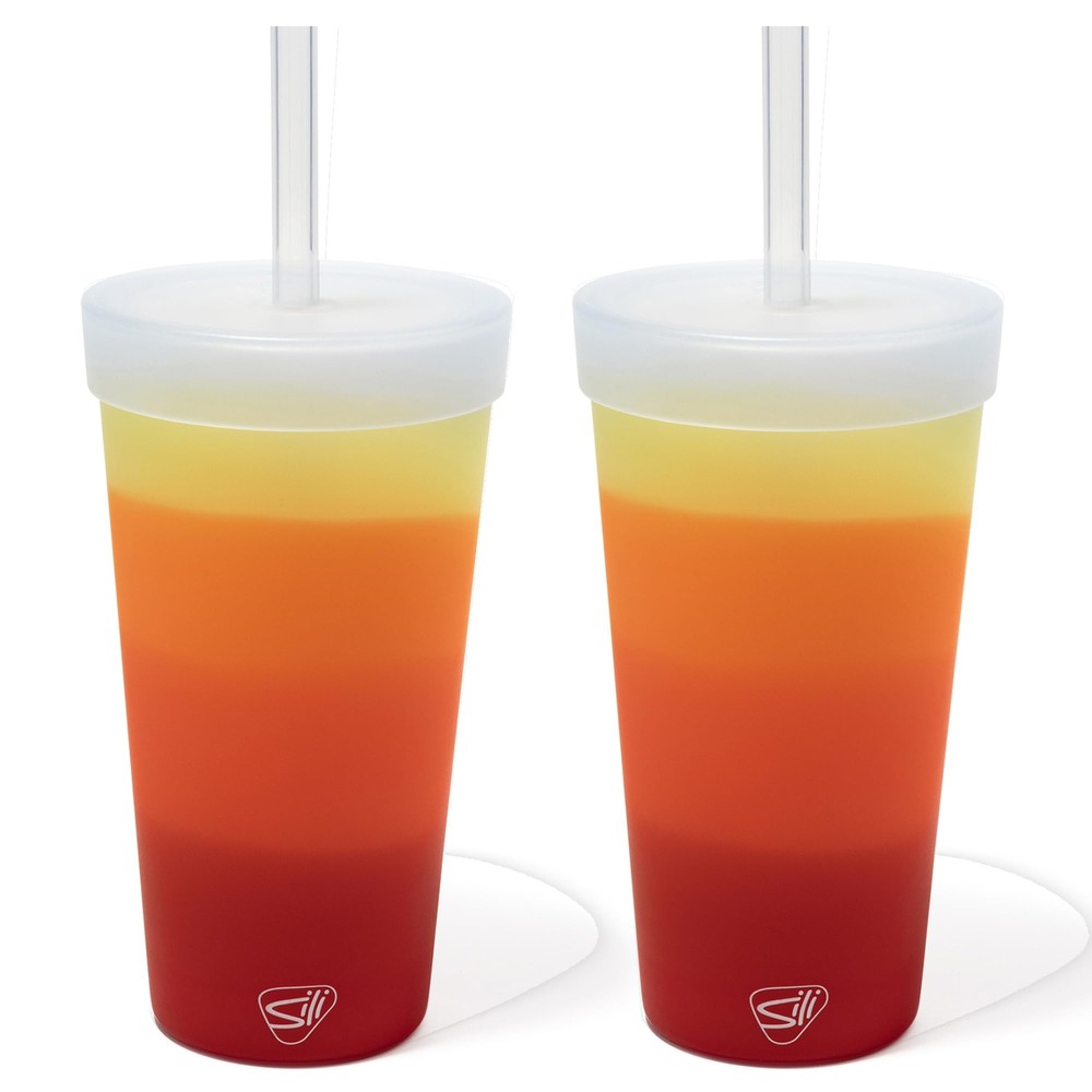 : Straw Tumber 22oz: 2 Pack - Marigold -Silcone Travel Cup, Airtight Lid, Unb...