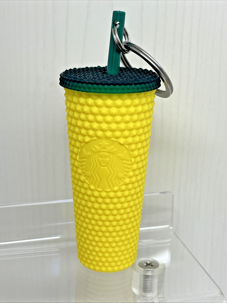 Starbucks Hawaii Exclusive Pineapple Yellow Green Studded Cold Cup Keychain