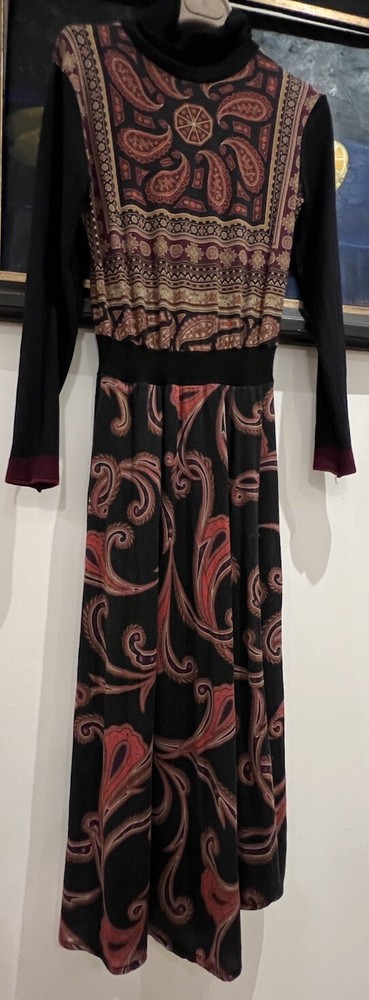 ETRO Italy Midi Dress Wool  Turtleneck Size Sz 40 / US 6 /Small Beautiful Design