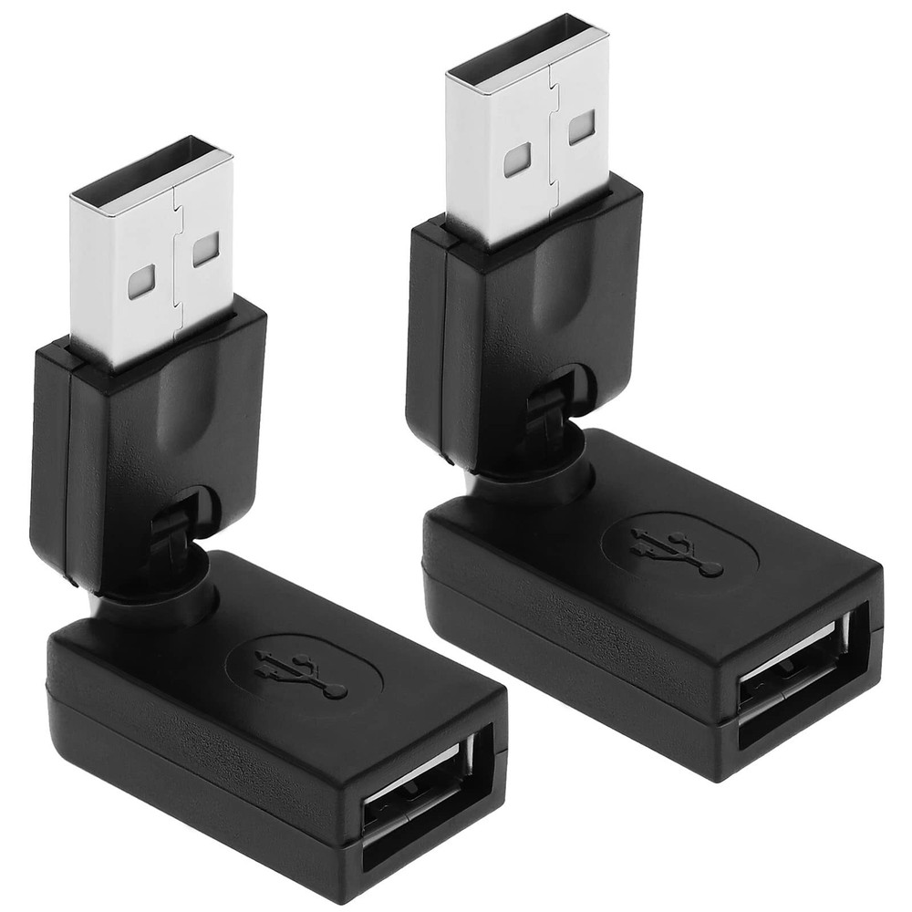2PCS 360° Rotating USB 2.0 Male to Female Extension Adapter for Laptop TV