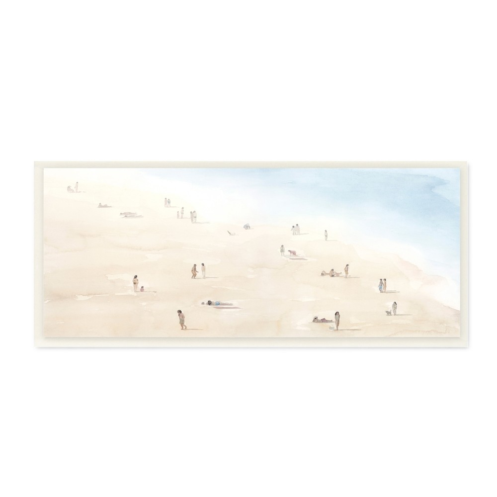 Stupell Beach Goers Relaxing by Coast Nautical Landscape  7 x 17