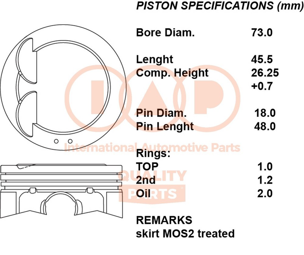 IAP QUALITY PARTS Complete Piston Series 100-16064 for Suzuki - Standard