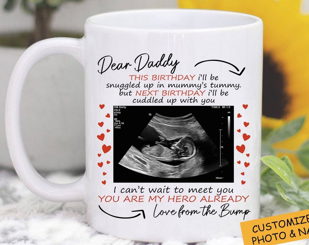 Personalized Baby Announcement Mug Expecting Dad Ultrasound Gift Mug For