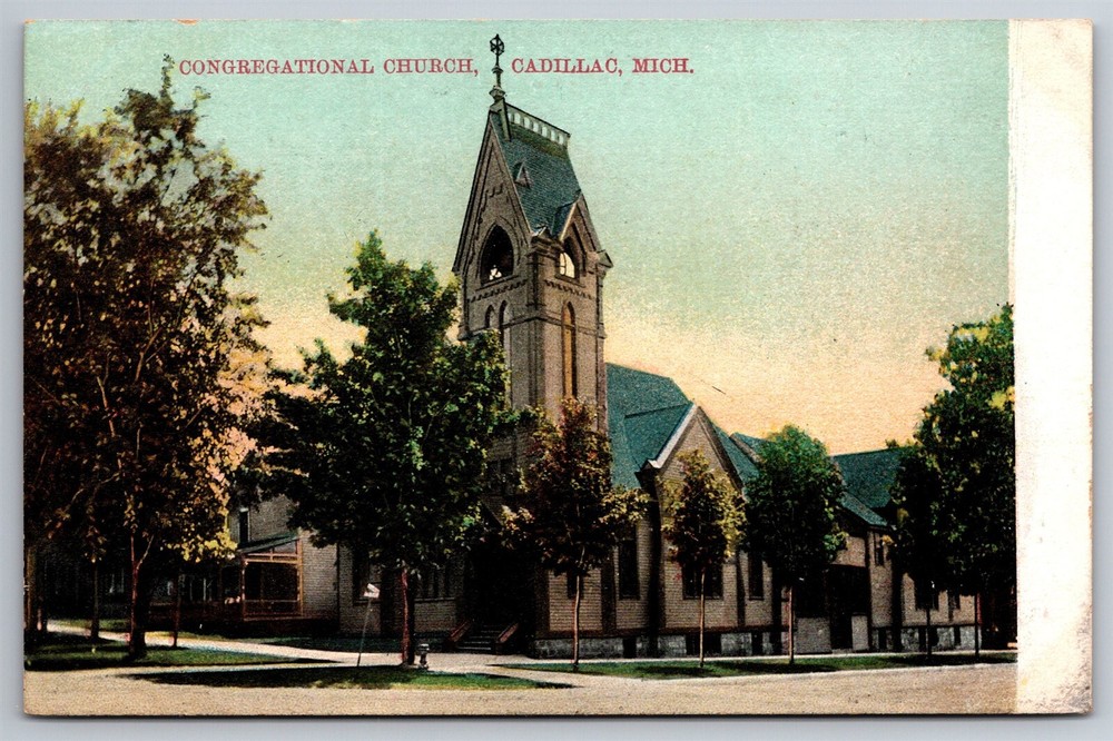 Congregational Church Cadillac MI C1910's DB Postcard N7