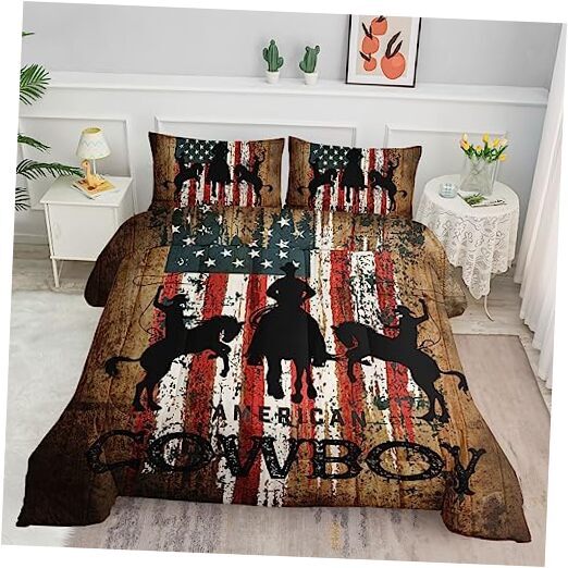 Western Cowboy Comforter Bedding Set for Kids Teens Adults,Western Cowboy Farm