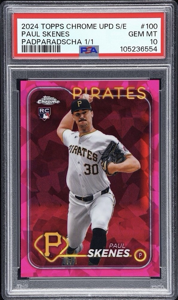 2024 Topps Chrome Sapphire Paul Skenes Padparadscha 1/1 PSA 10 Gem Mint
