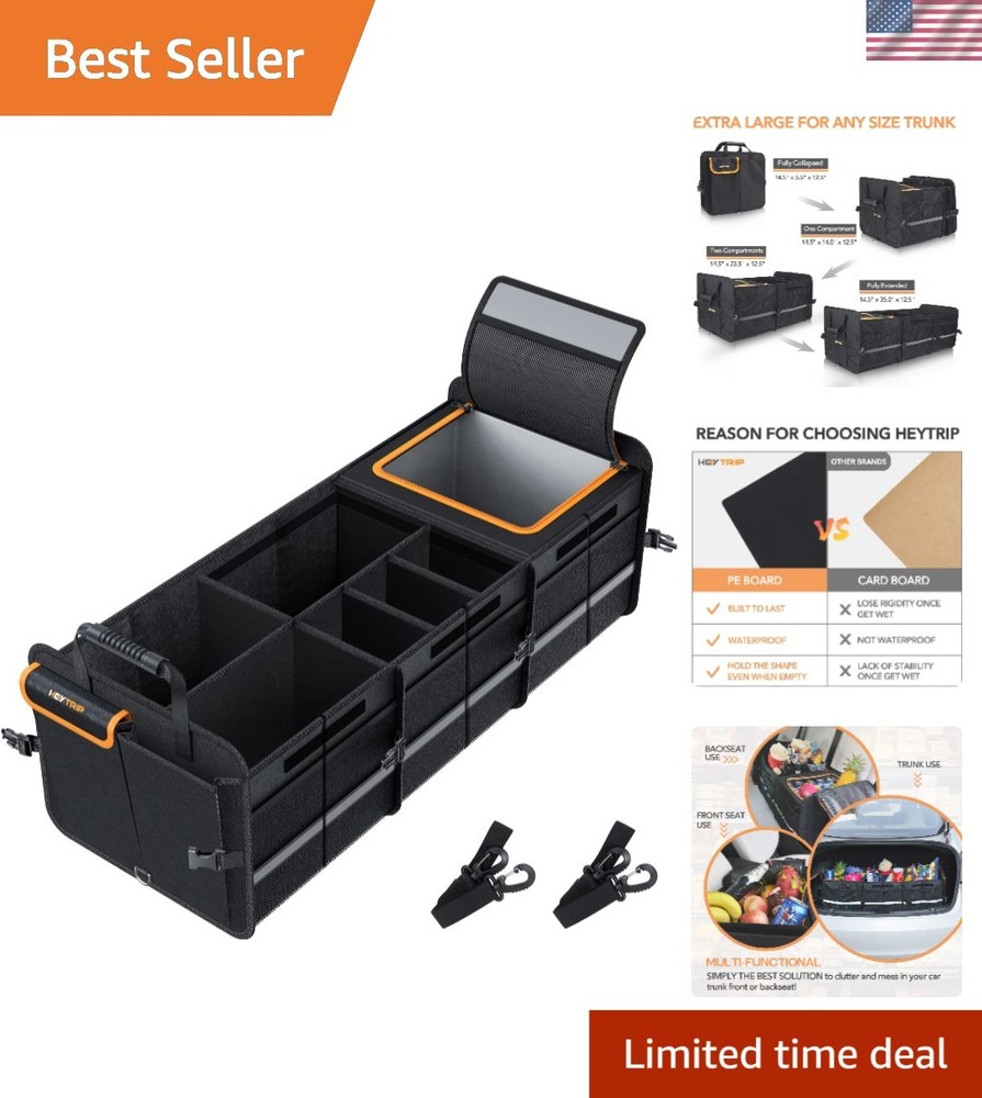 Versatile Trunk Organizer with Leakproof Cooling Bag & Heavy-Duty Construction