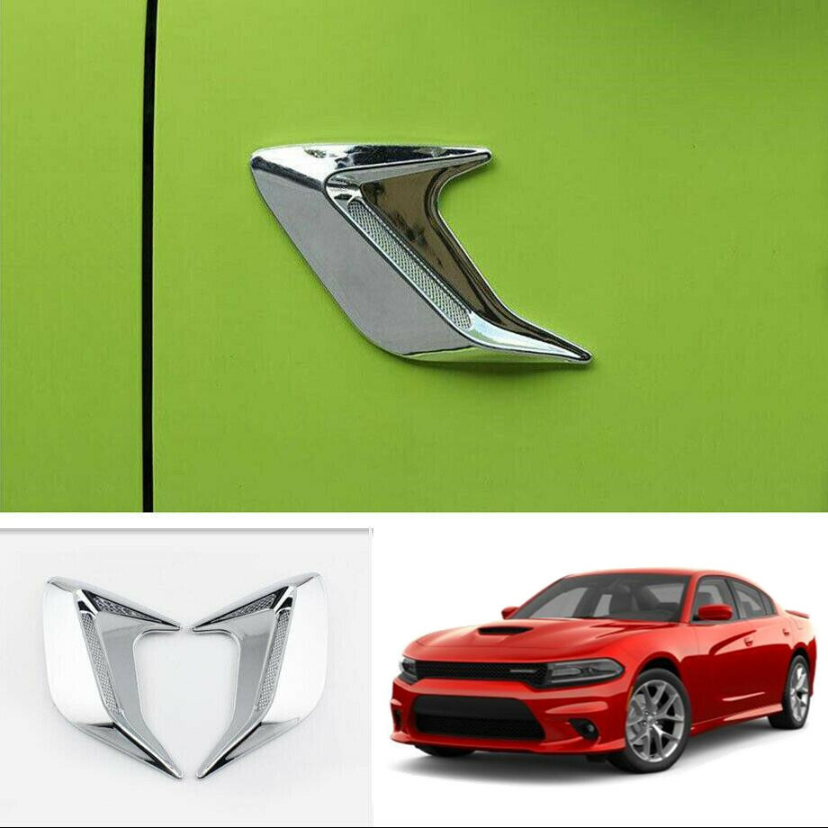 For Dodge Charger 2011-2021 ABS Chrome Side Fender Vent Air Wing Cover Trim L+R
