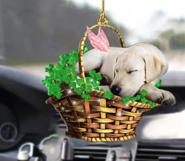 Cute Labrador retriever nament Dog Sleeping Lucky Fairy Ornament