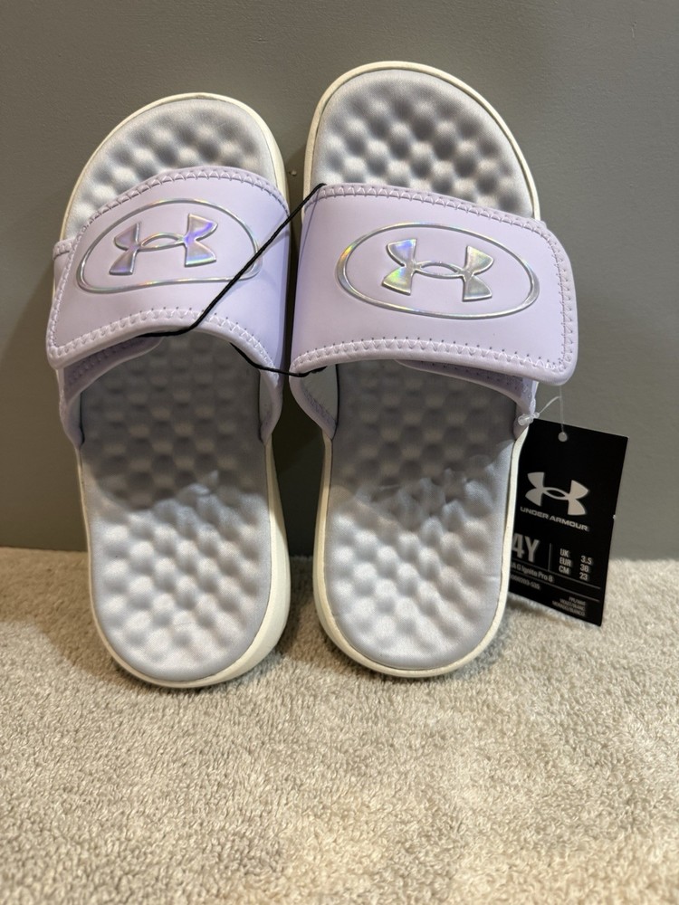 Violet Youth Size 4Y Under Armour Adjustable Slides (G Ignite Pro 8)
