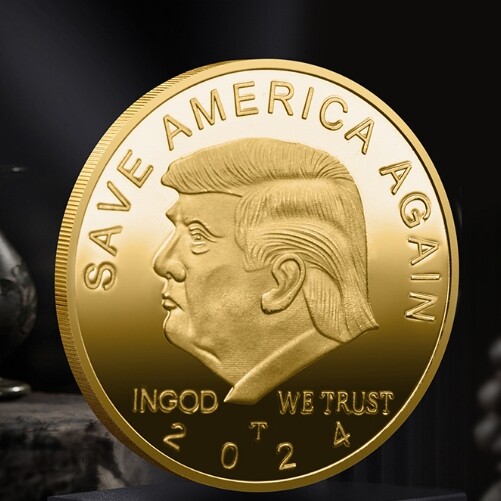 1 Pcs Commemorative Coin 2024 Donald Trump EAGLE President Gold Plated