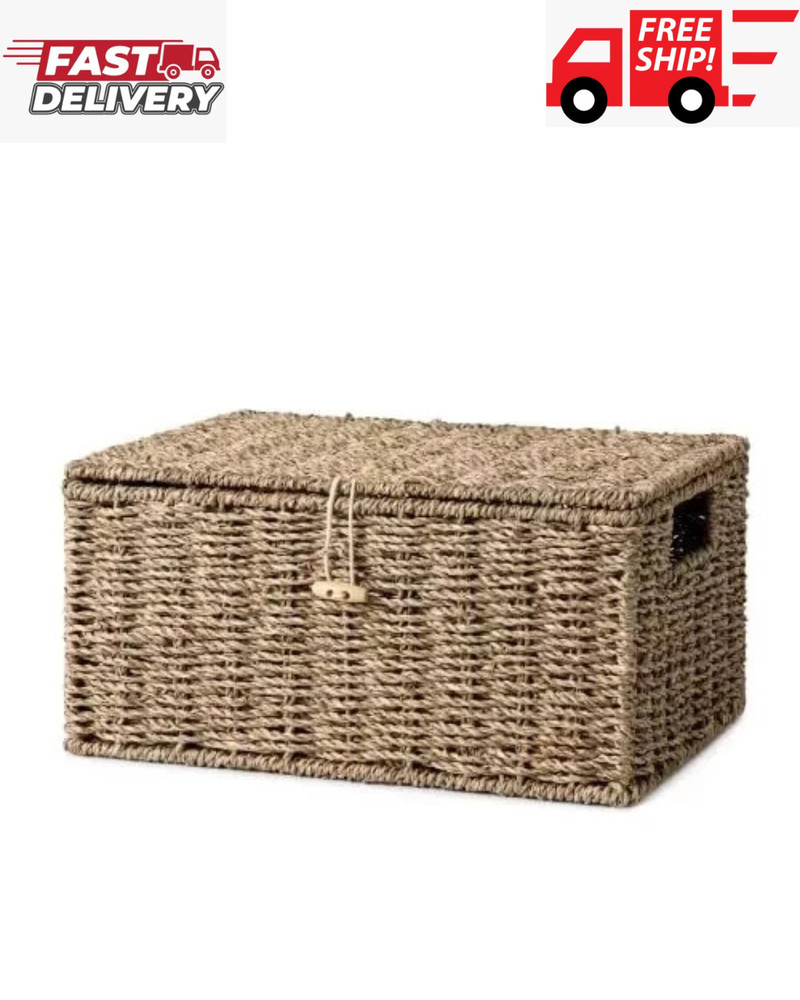 Storageworks Seagrass Wicker Baskets for Organizing, Large Wicker Basket with Li