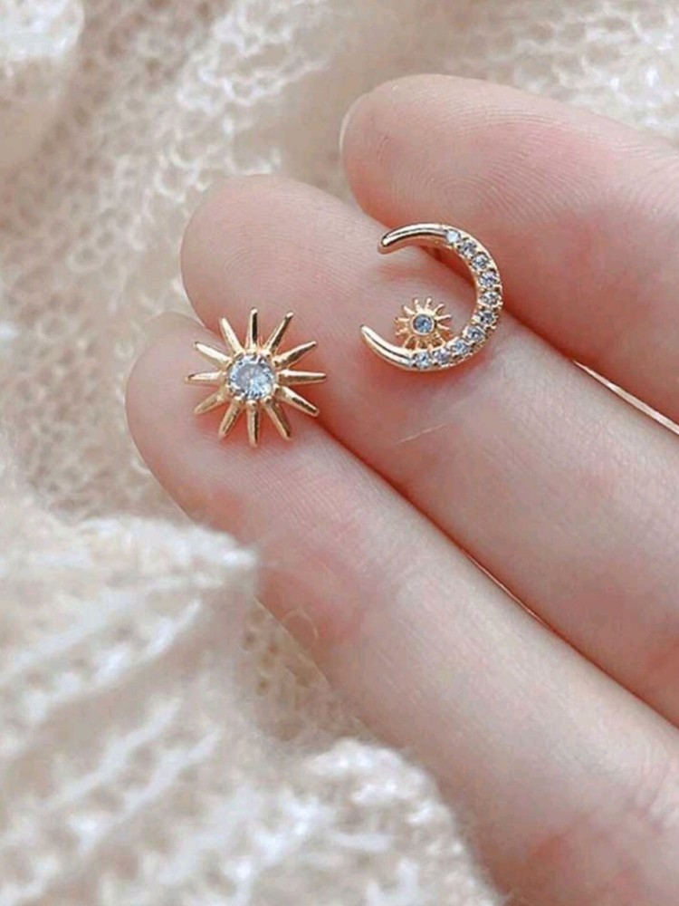 14K Gold Sun Moon Earrings Perfect Birthday Gifts for Women