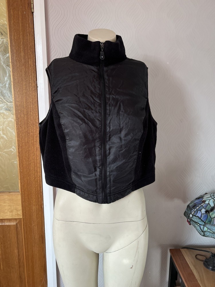 Ladies St Michael Black Cropped Fleece Gilet Body Warmer Size 18 (fits 14-16)