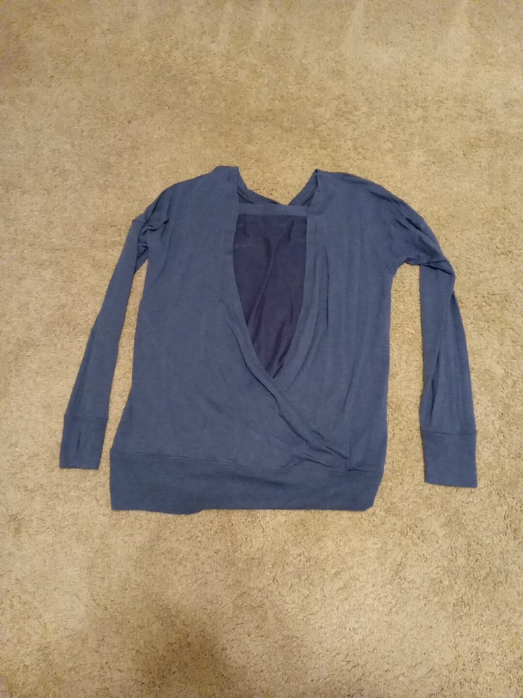 Athleta Blue Sweater With Opening On Back M