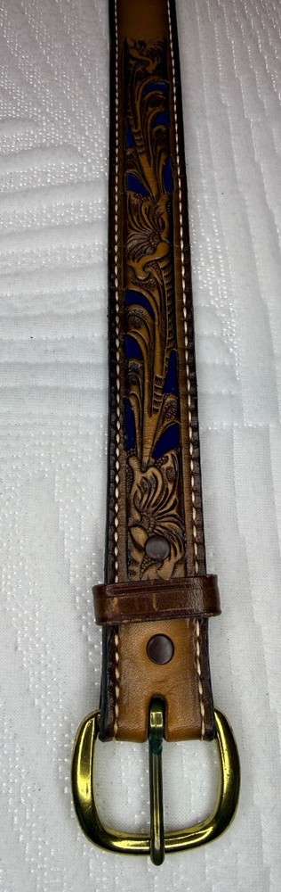 vintage USA made TONY LAMA buckle belt brown  leather WESTERN Sz.28