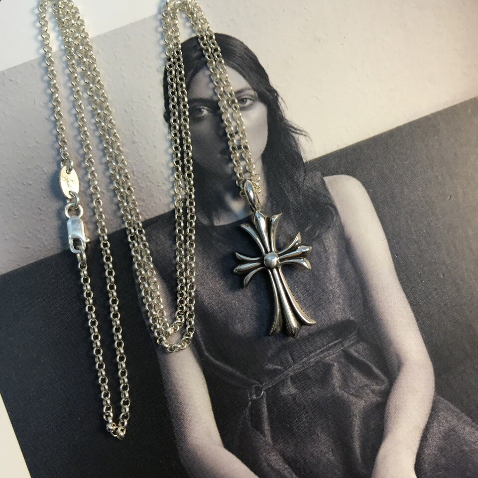 Chrome hearts sterling silver cross pendant necklace