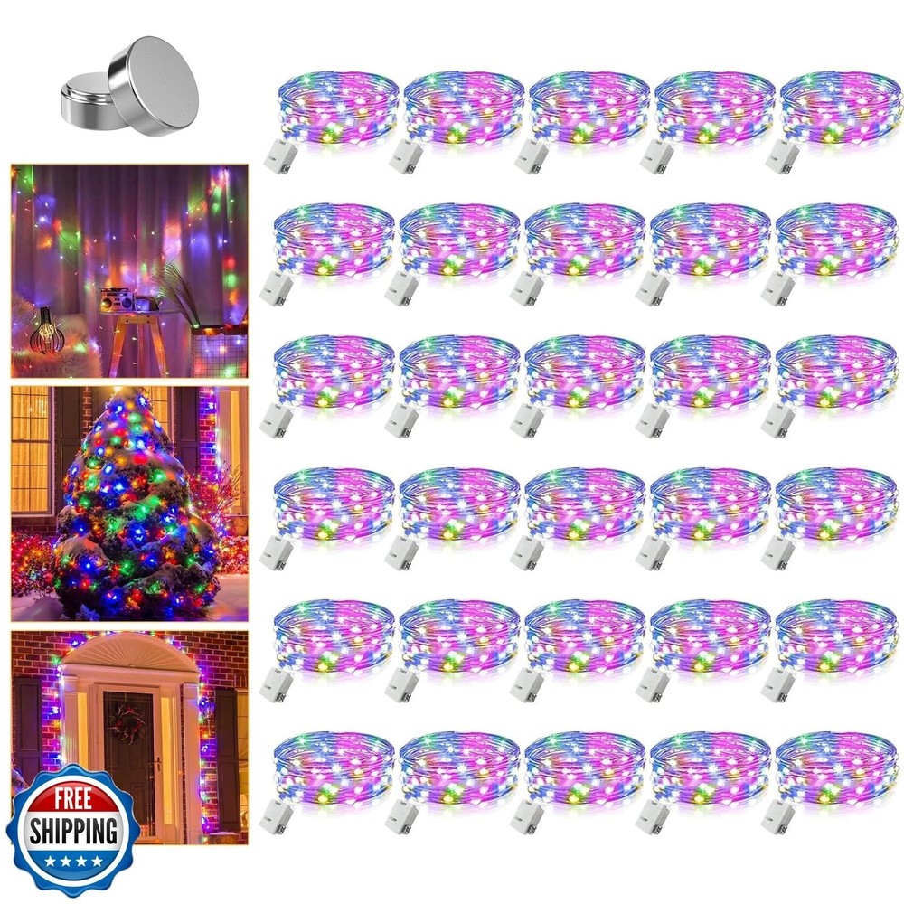 30 Pack 20 LED 6.6ft Battery Operated Mini LED Copper Wire String Fairy Lights