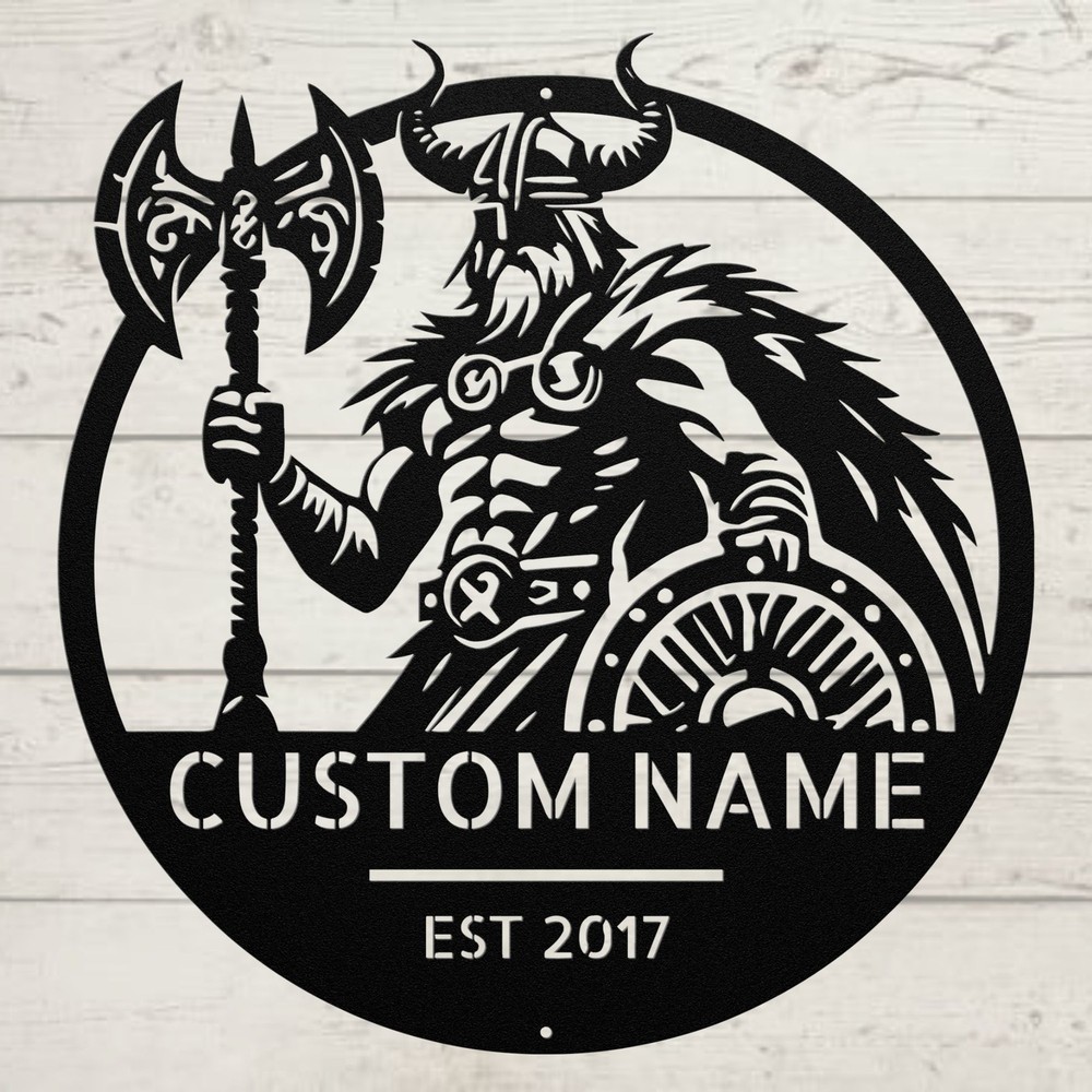 Custom Viking Warrior Metal Sign Art Decor Gift for Viking Fans Nordic Mythology