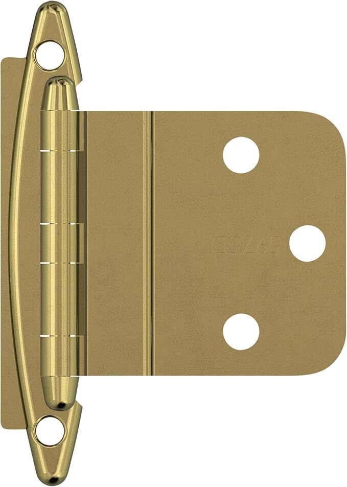 Amerock | Cabinet Hinge | 3/8 inch (10 mm) Inset Hinge | Polished Brass | 2 Pack