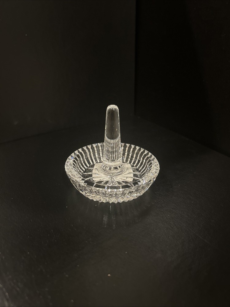 Waterford Crystal Glass Clear Ring Holder Round Trinket Dish Handmade Ireland