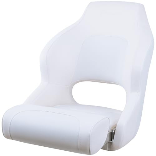 Captain Bucket Flip-Up Boat Seat SC1 White and White Design