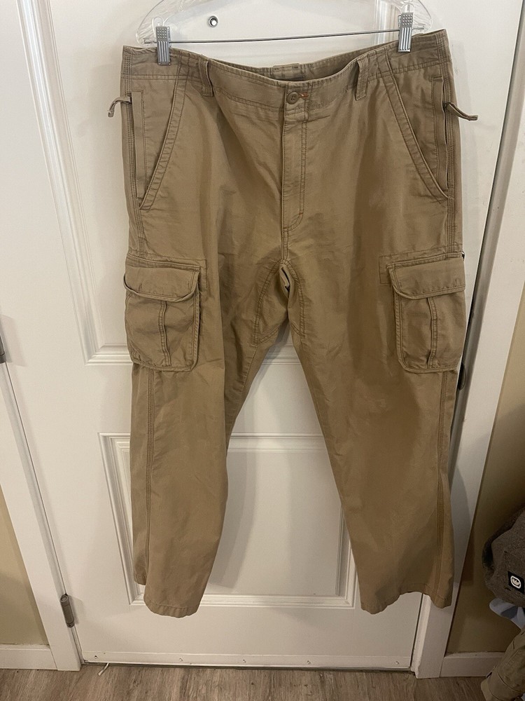 LL Bean Men’s Pants Khaki Cargo Natural Fit Outdoor Hike Camping Size 38x34