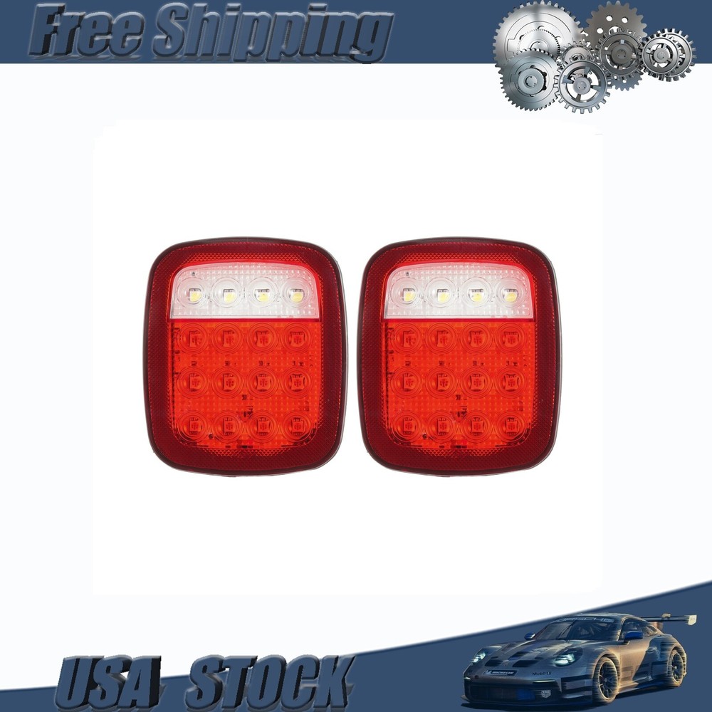 2x 16 LED TRAILER LIGHTS SQUARE TAIL STOP TRUCK LAMP CAR for Wrangler TJ CJ US