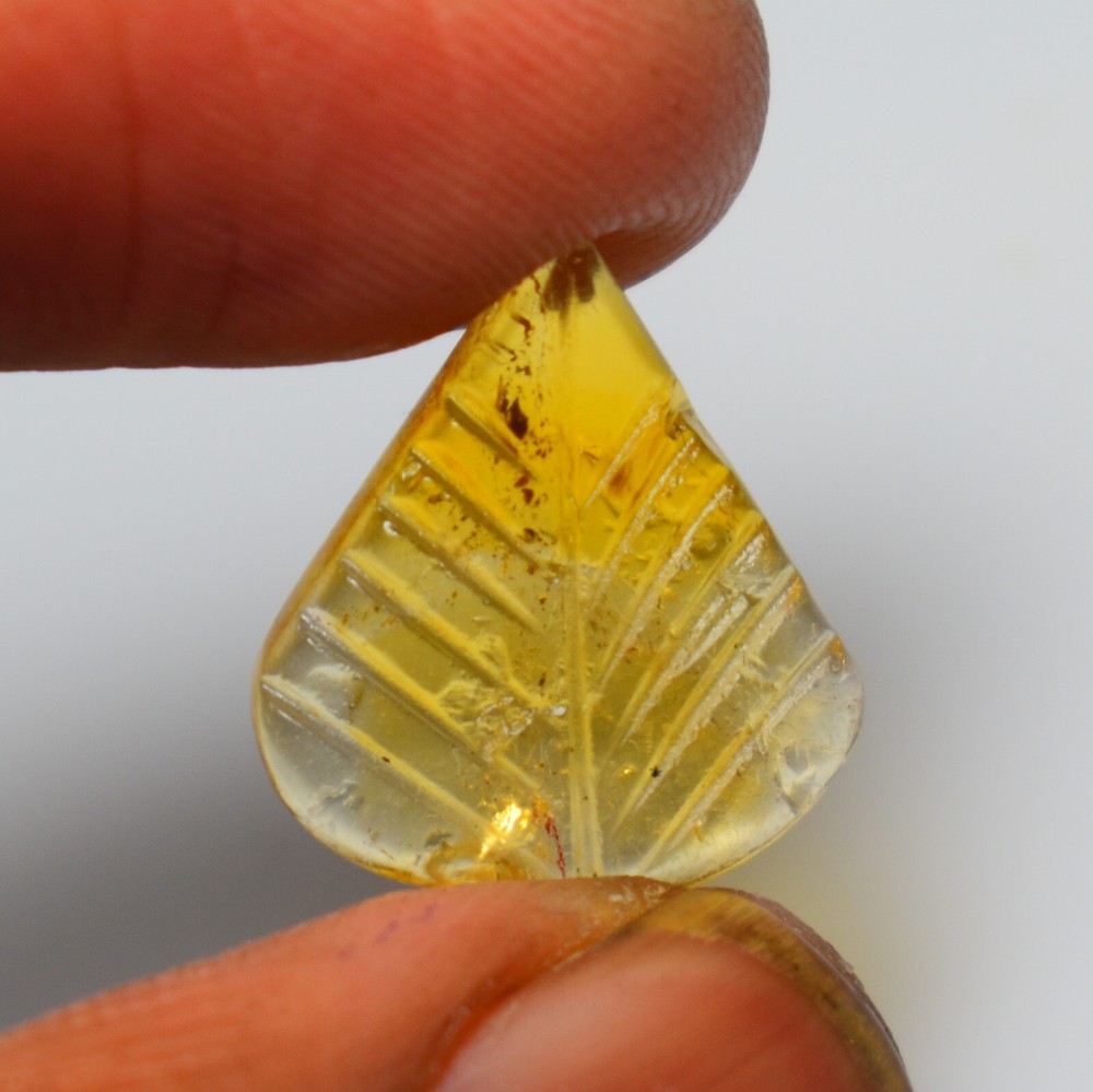 Natural Citrine Carving 5.00 Carats, Natural Citrine Leaf Gemstone For Jewelry