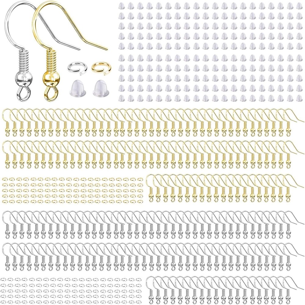 Hypoallergenic Earring Hooks, 600 Pcs Making Supplies Silver and Gold