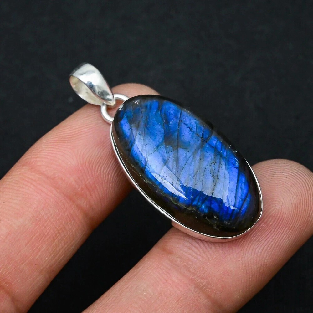 Natural Labradorite Gemstone Sterling Silver Handmade Jewelry Pendant Gift