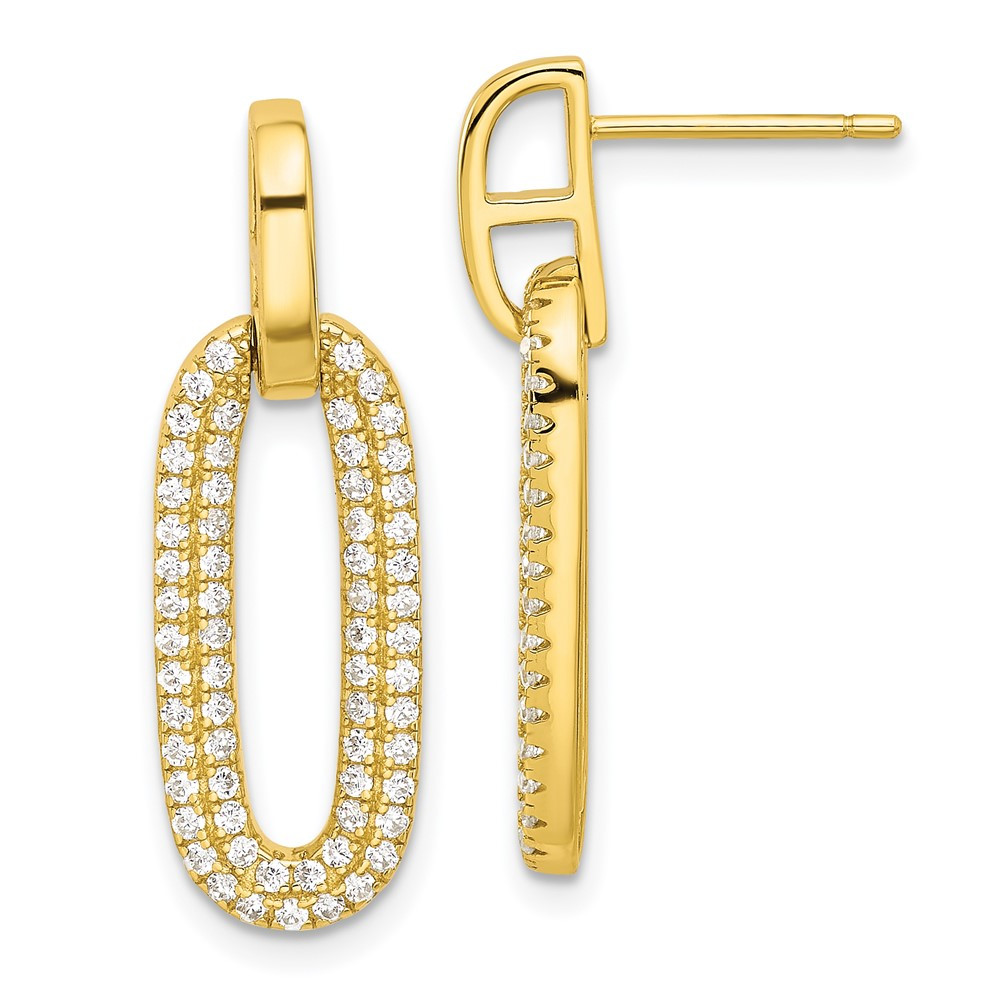Sterling Silver Gold-tone Cubic Zirconia Drop & Dangle Earrings 3.22gm