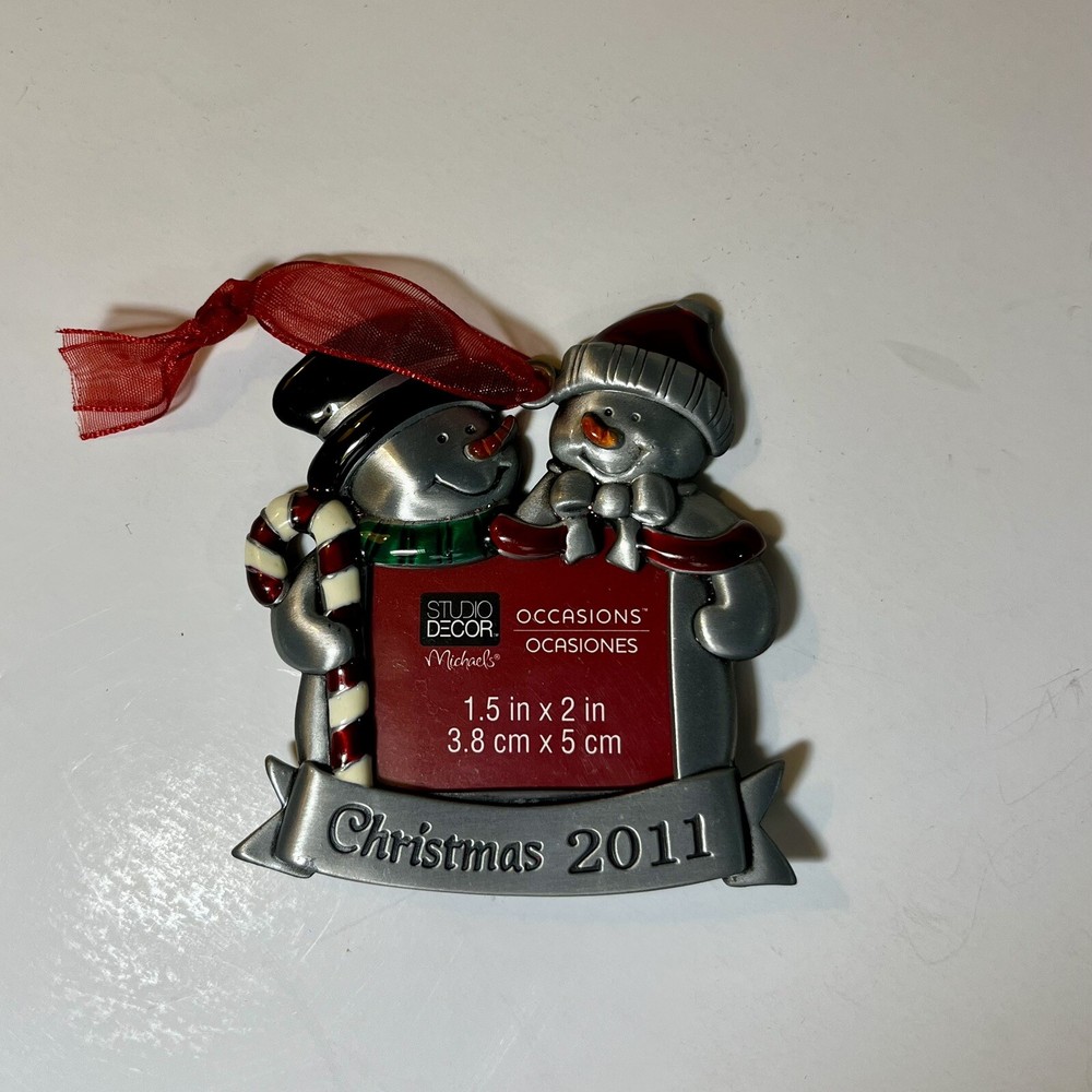 2011 Christmas Photo Frame Ornament Snowmen Studio Decor Brand Nostalgia